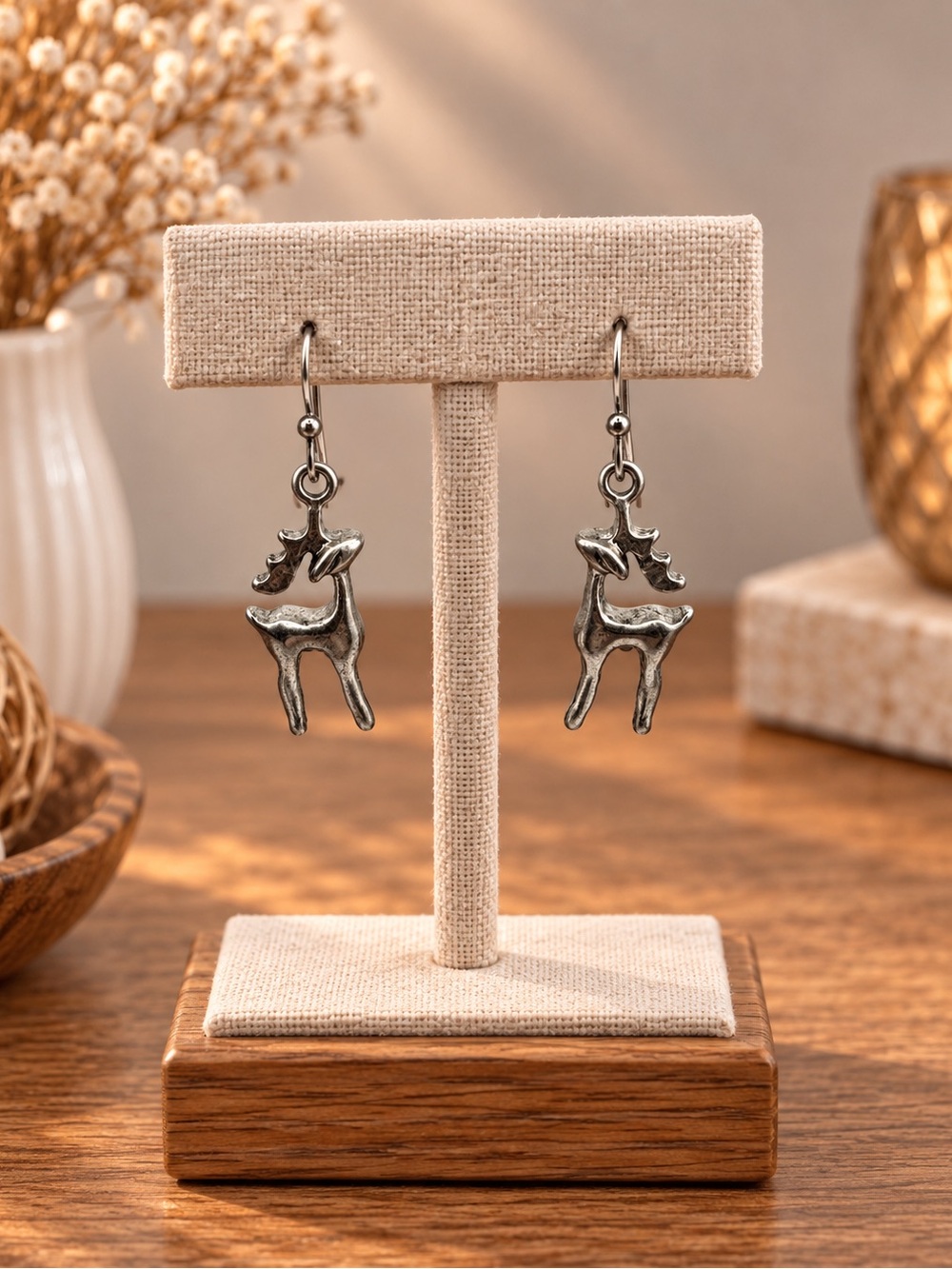 J. Jill Silver-Tone Reindeer Dangle Earrings (LR 222/1)